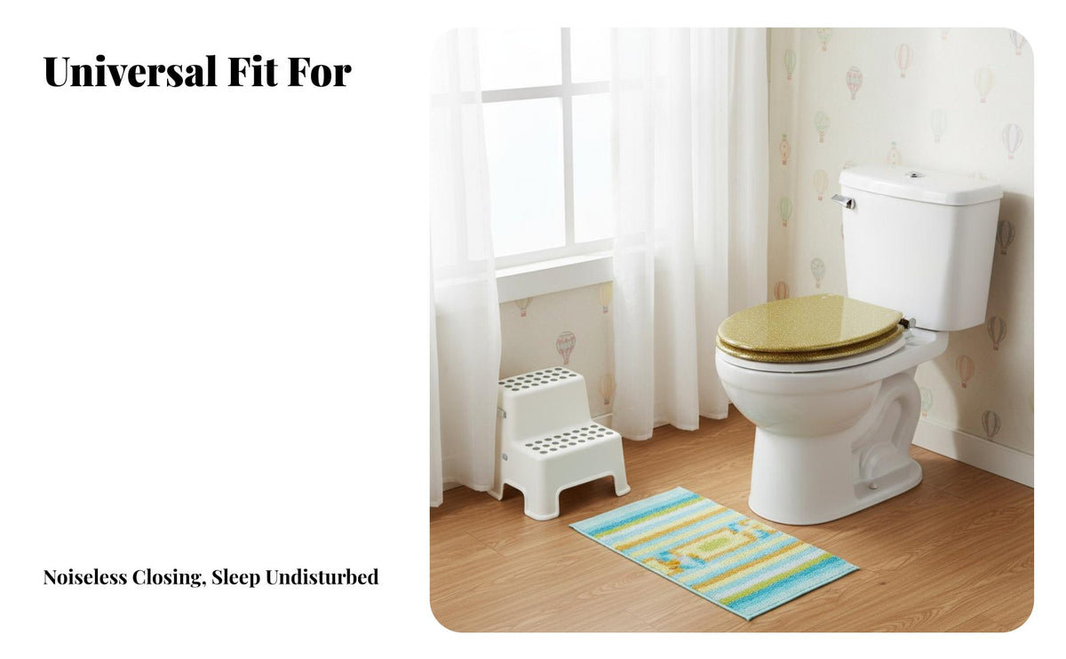 Easy to Install Universal Toilet Lid Quiet Operation Resin Toilet Seat Comfortable Bathroom Fixture Non-Yellowing for Homeowners, DIY Enthusiasts, Adults, Restroom, Home, Hotel