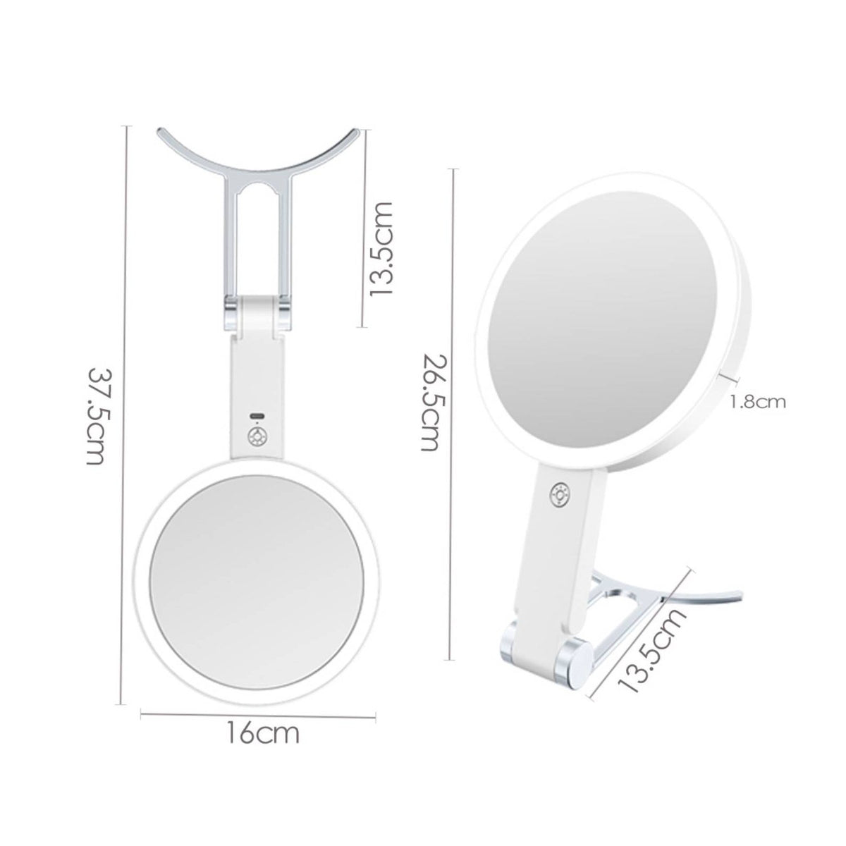 3-Color Light LED Makeup Mirror Dimmable Beauty Tool Foldable for Dressing Table, Travel