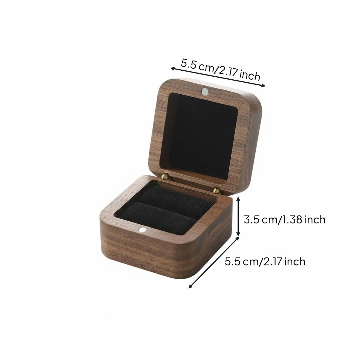Walnut Band Box Velvet Interior Jewelry Storage Hand-Finished for Wedding