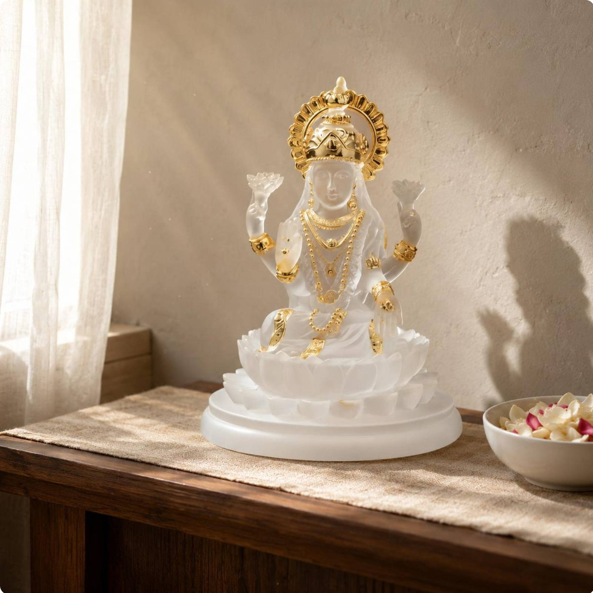 Resin Deity Figurine Seated Pose Multi-Armed Deity Statue Artistic Details