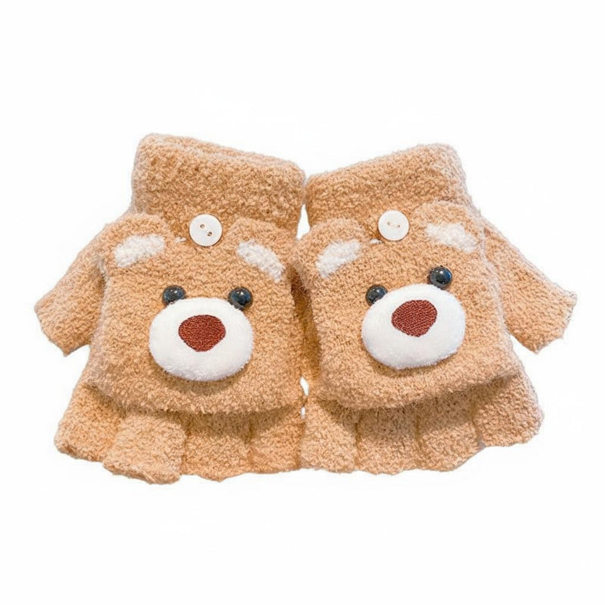 Warm children's Flip Top Gloves Cute Pattern Kids Convertible Mittens Soft & Fluffy for Girls, Toddlers, Cold Weather, Cycling, Daily Use