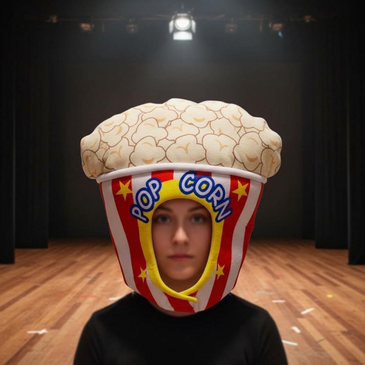 Popcorn Costume Headpiece Funny Design Popcorn Bucket Hat Carnival Style Novelty Headwear for Party, Performance
