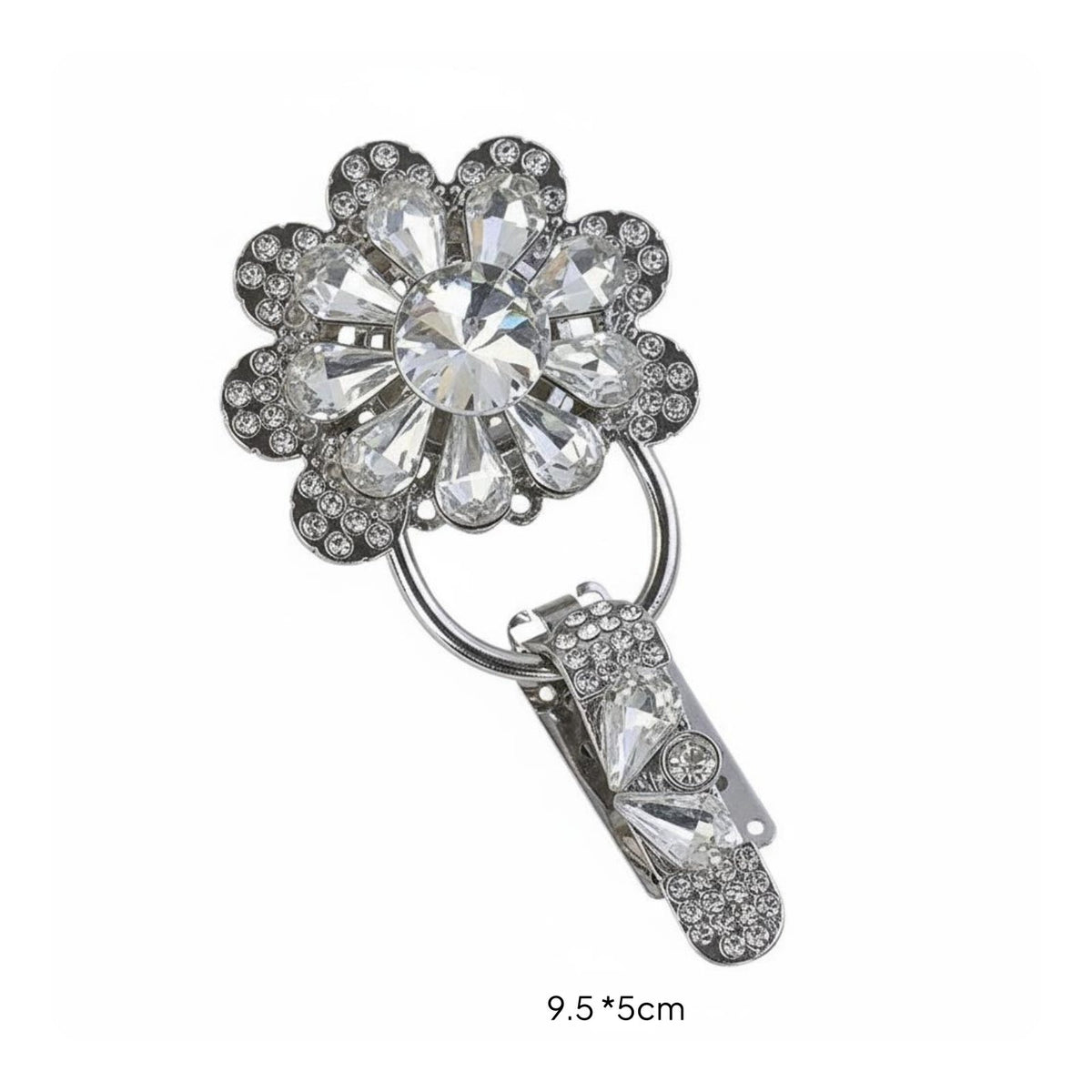 Sew-on Coat Buckle Sparkling Crystals Gold Tone Decorative Garment Fastener