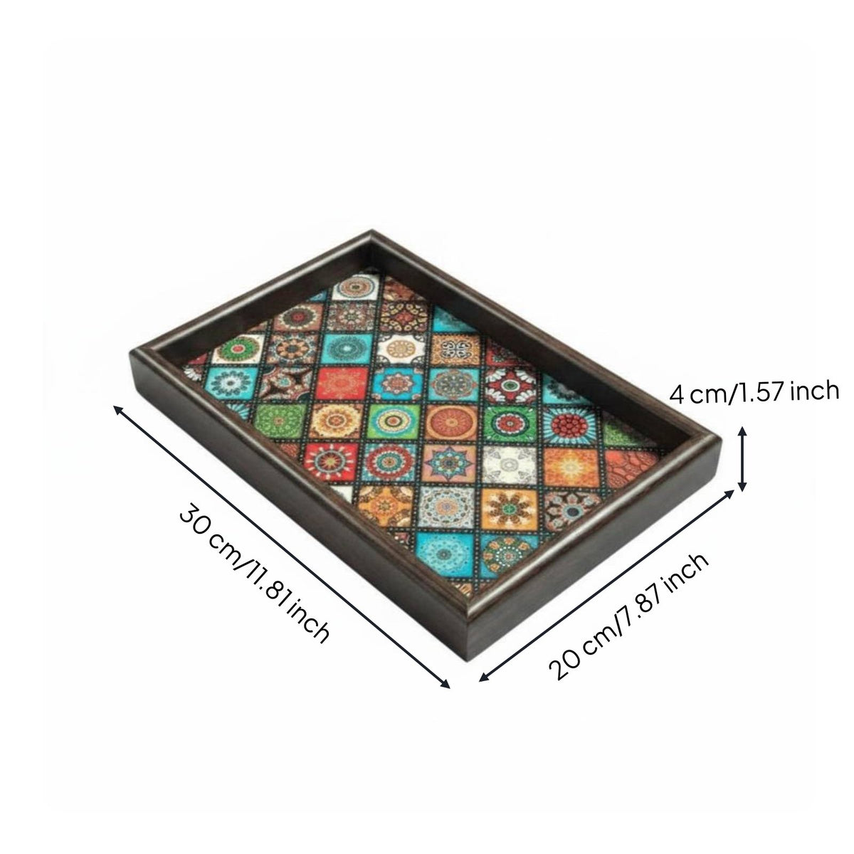 Vintage Design Tea Tray Retro Design Rectangular Walnut Vanity Tray for Bedroom