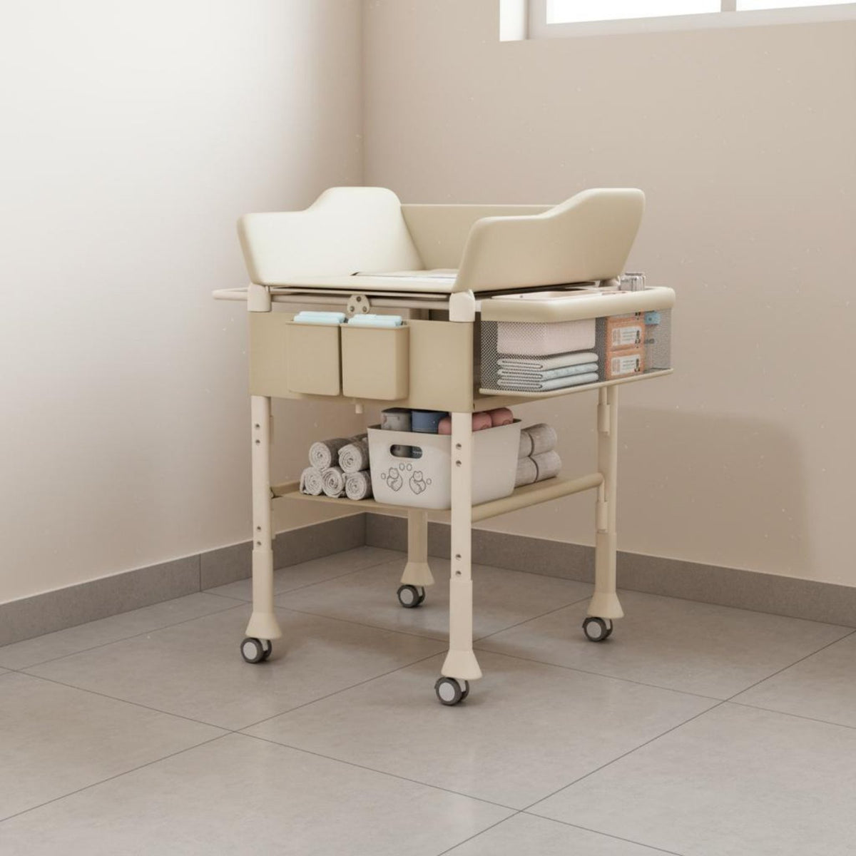 Baby Bath Changing Table Combo 2 in 1 Height Adjustable Baby Care Table