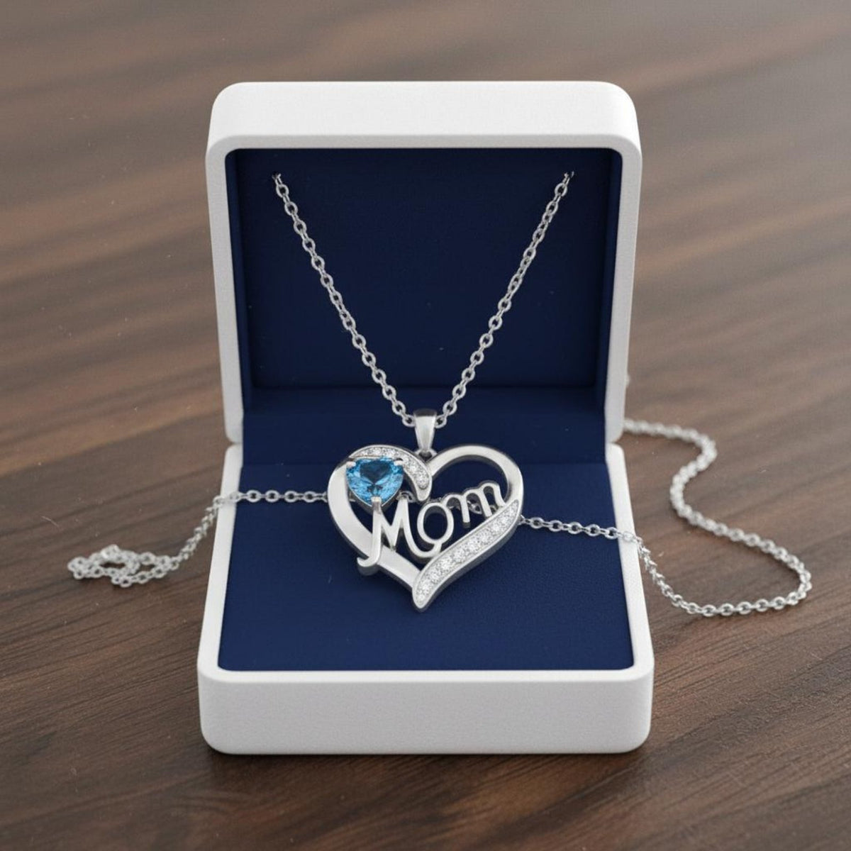 Love Parental Affection Pendant Family Appreciation Day Gift Mom Heart Necklace Crystal Accented for Sons