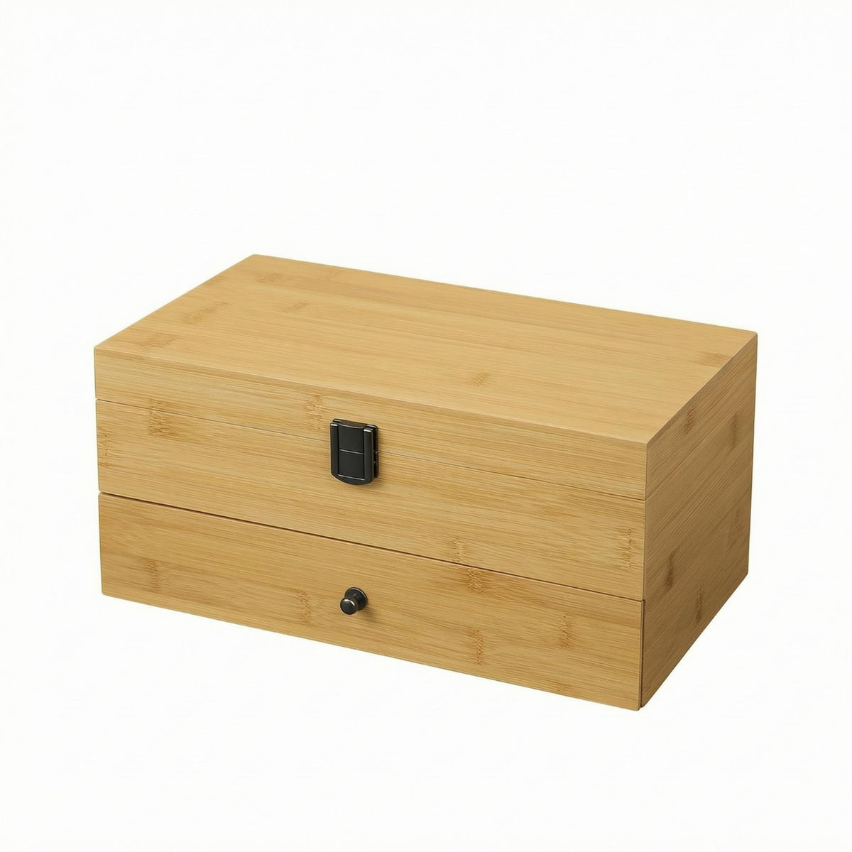 Two-Tier Jewelry Box Divided Compartments Storage Item Hinged Lid