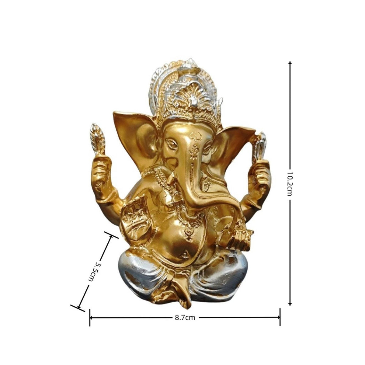 Resin Ganesha Sculpture Lotus Throne Elephant Deity Statue Figurine Handmade