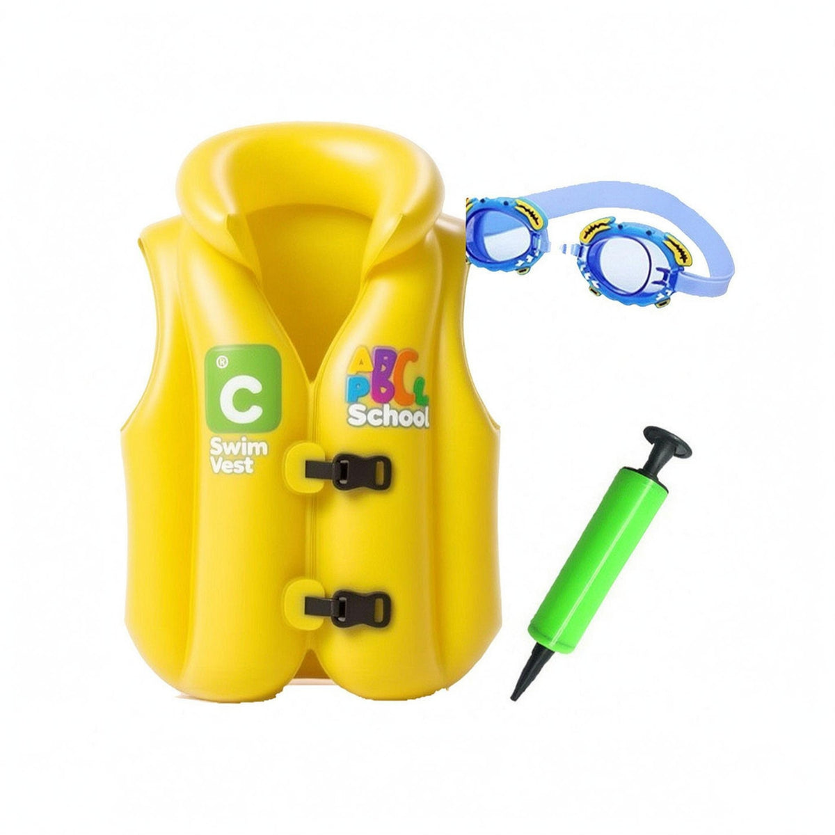 Inflatable Swim Vest High Collar Water Safety Gear Front Buckle Closure for Pool