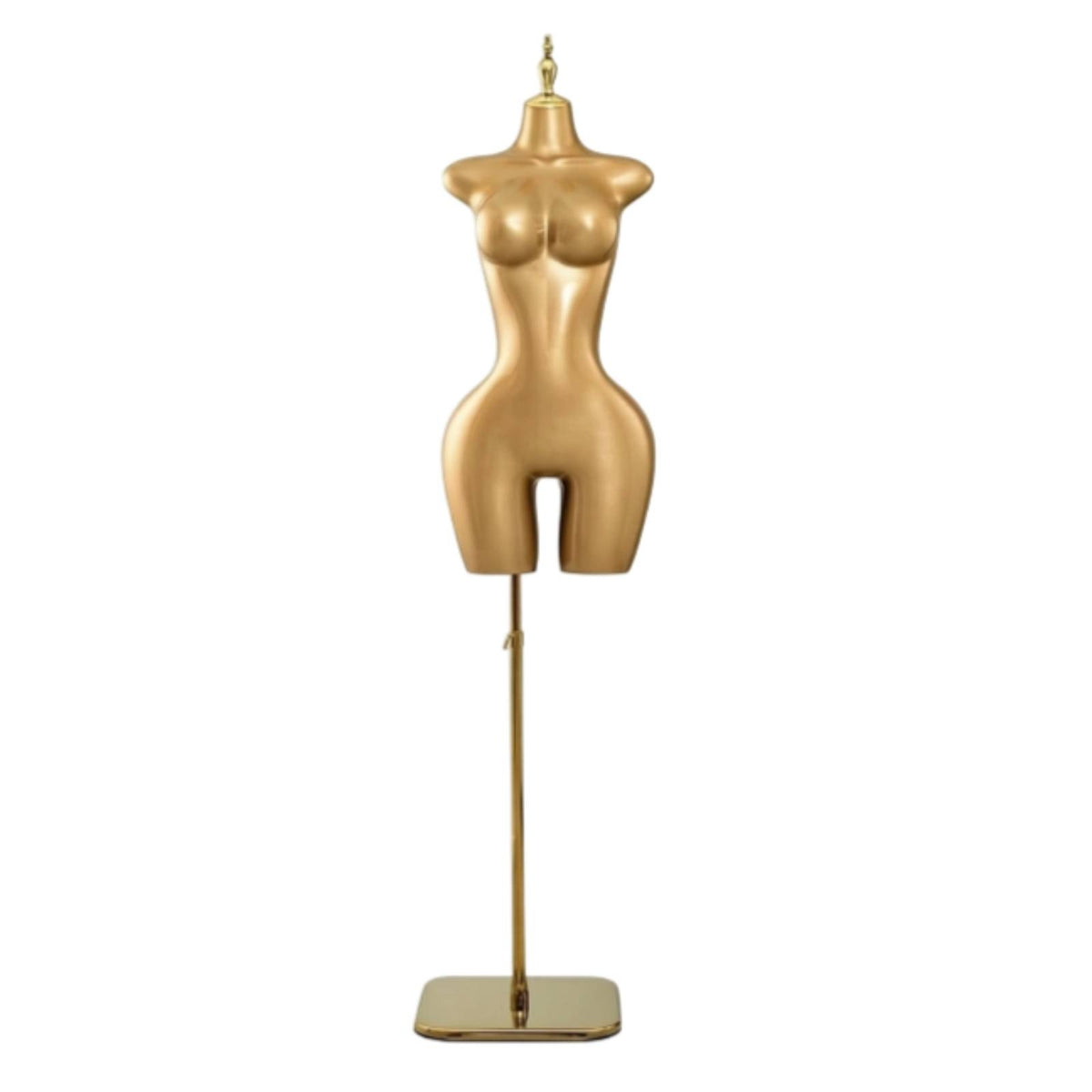 Female Half-Body Mannequin Gold-Tone Support Pole Bust Waist Hips Mannequin