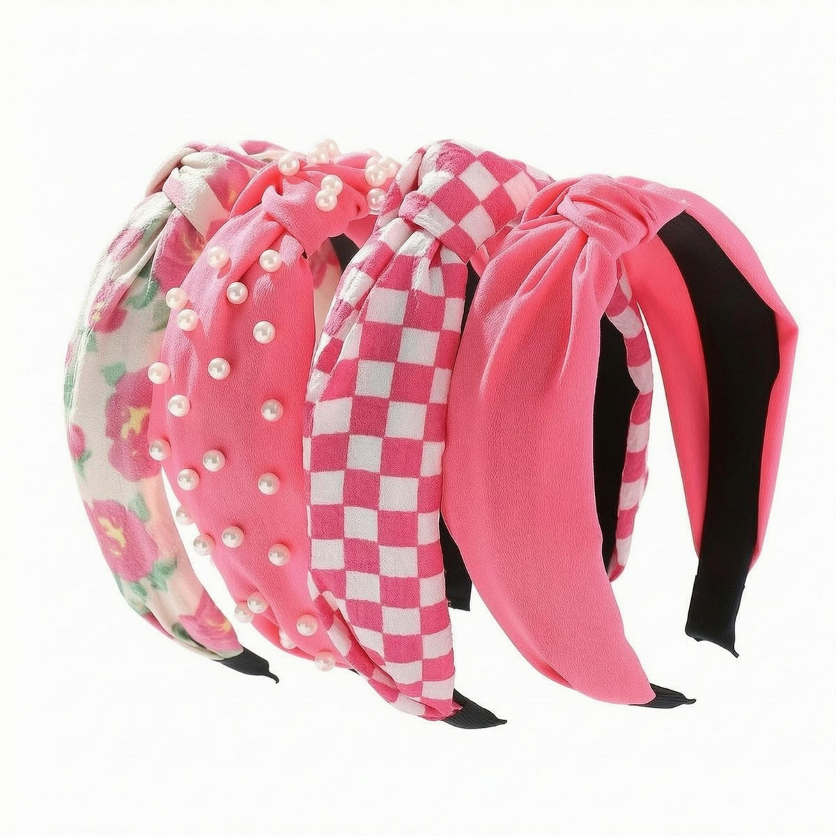 5 Pieces Padded Headband Floral Print Fabric Headband Check Pattern