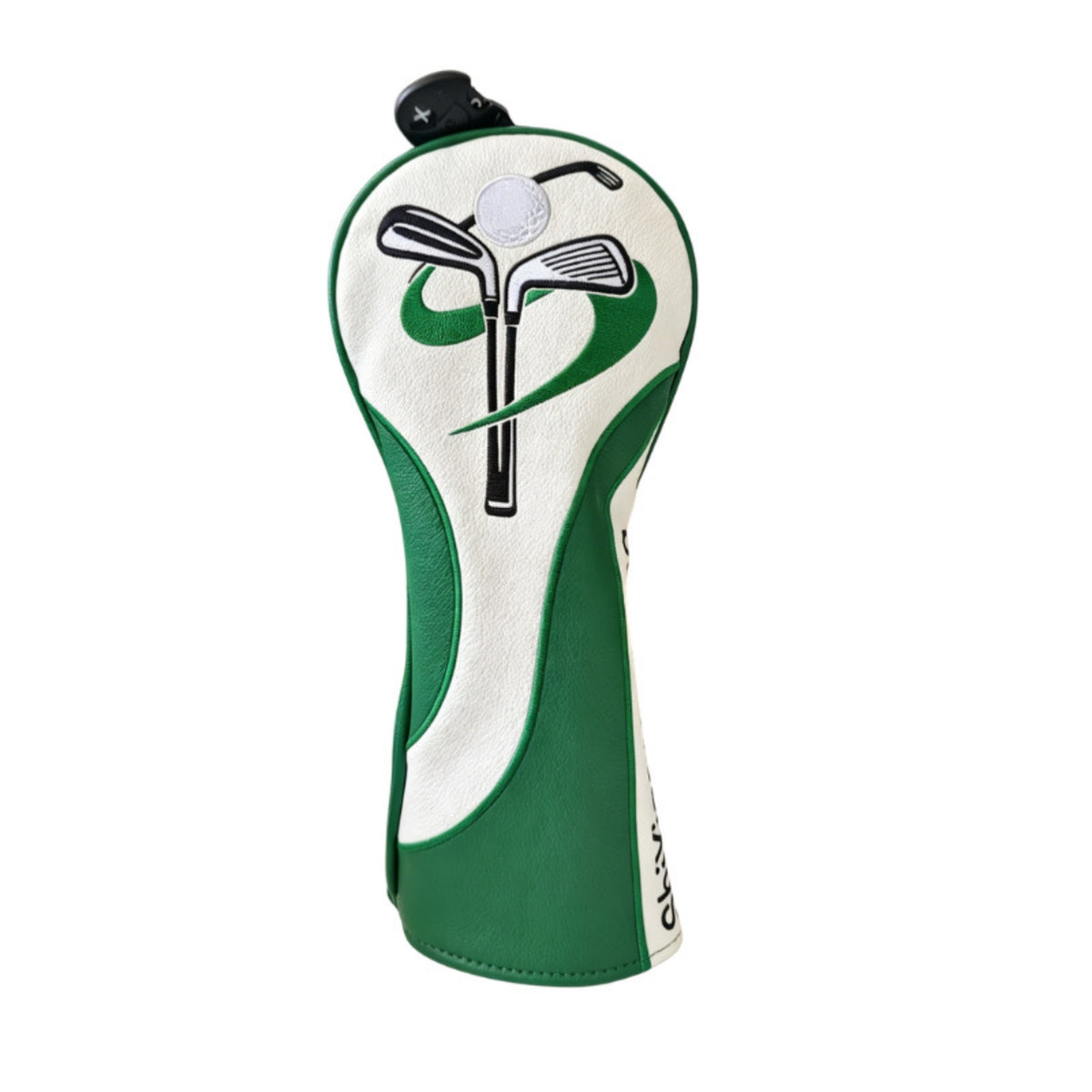 Green and White Golf Club Head Cover Black Tab Sports Gear for Golfers