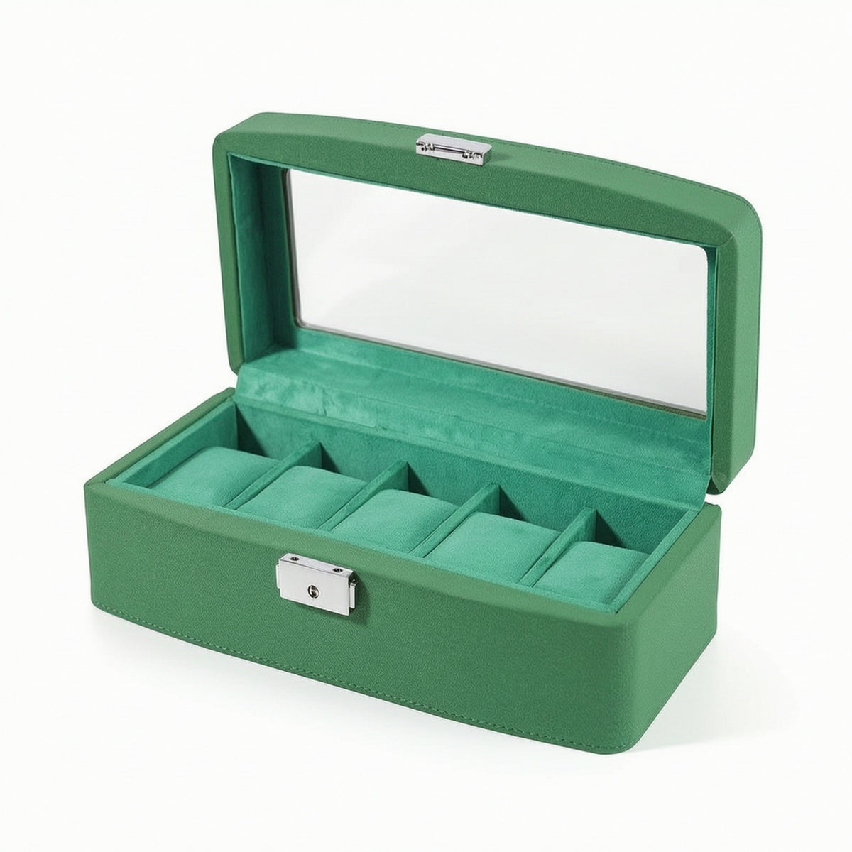5-Slot Watch Box Pu Leather Watch Box with Window Rectangular for Dresser