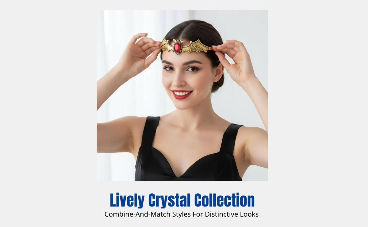 Halloween Bat Medieval Crystal Alloy Headpiece, Gothic Costume Accessory