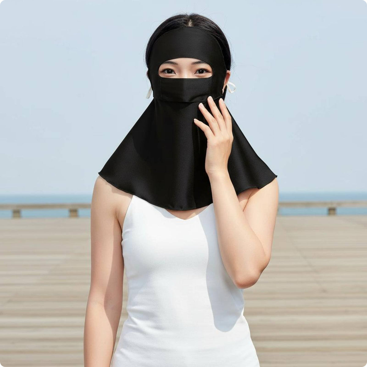 Full Face Sun Cover Skin-Friendly Silk Facial Cover Sunblock 50+ Apparel Accessory for Women
