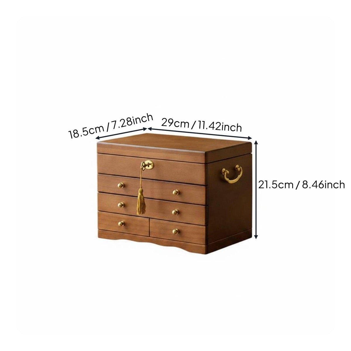 Wooden Jewelry Organizer Solid Wood Storage Case Lockable Design for Newlyweds