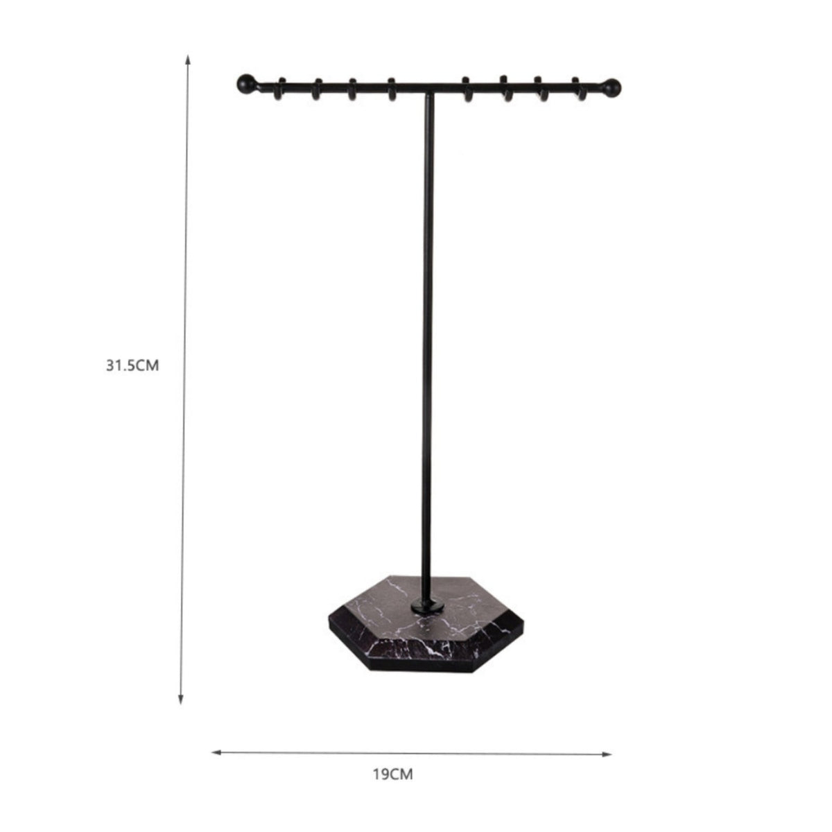 16 Hook Earring Stand Marble Pattern Base Crossbar Jewelry Holder Large Capacity