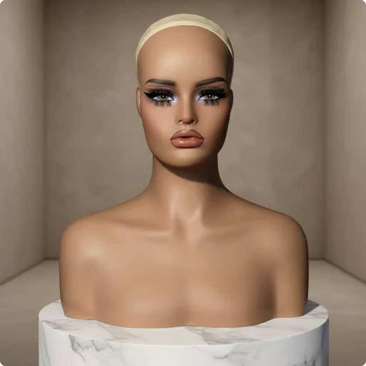Hairpiece Display Head Natural Skin Tone Female Bust Mannequin for Photo