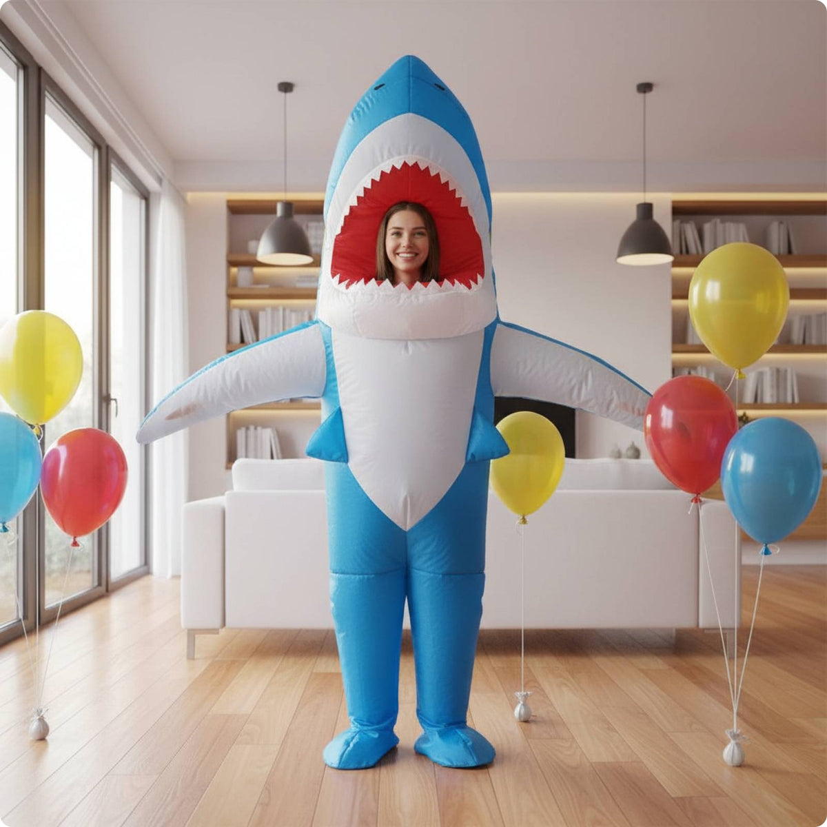 Inflatable Shark Costume Halloween Shark Cosplay Outfit Full Body for Party