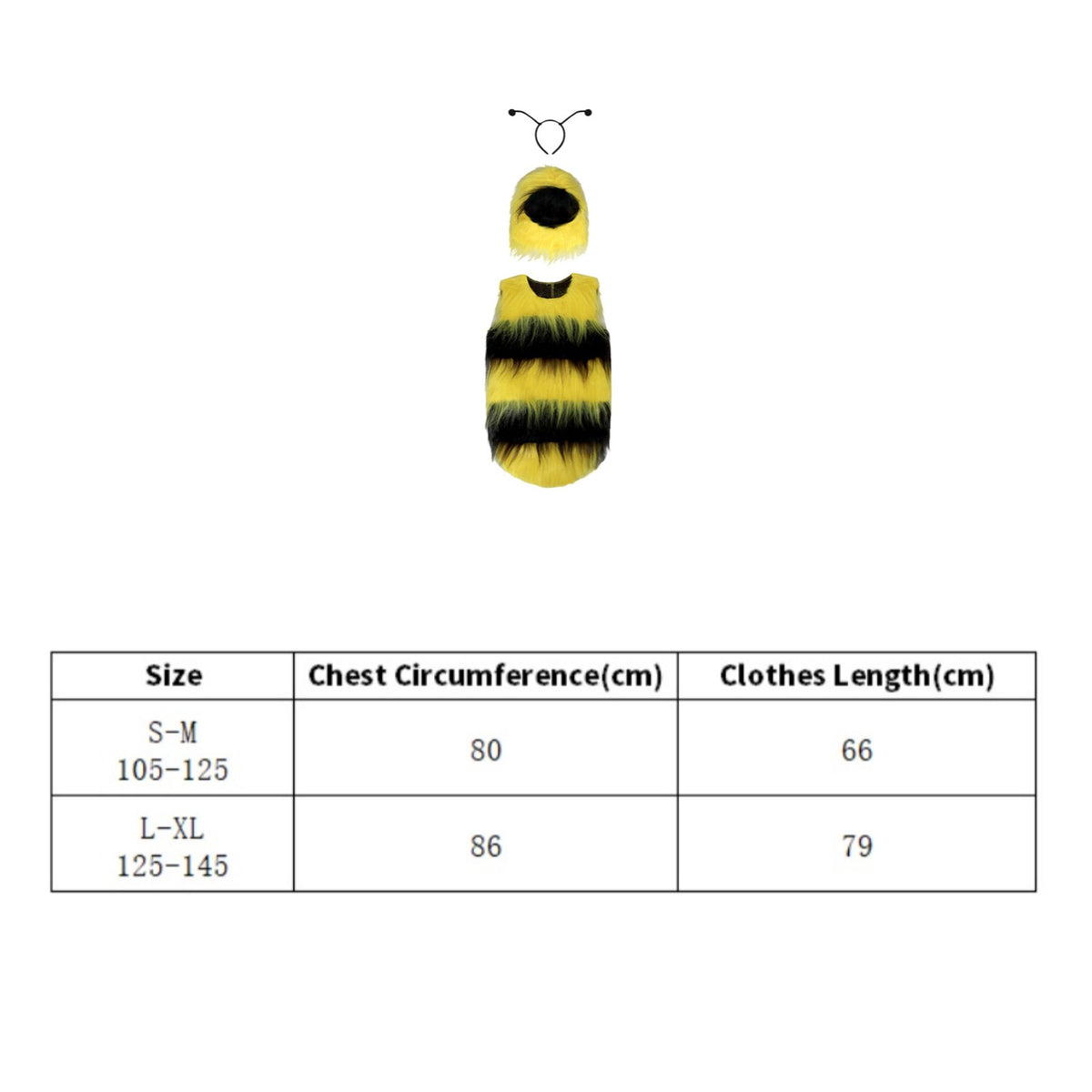 Kids Bee Costume Hooded Design Fuzzy Bee Vest Furry Texture for School Plays