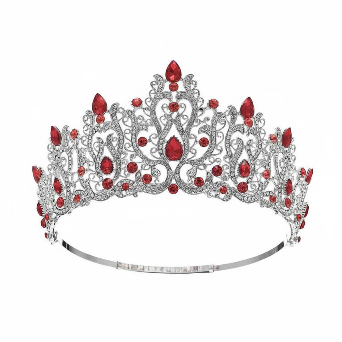 Crystal Pageant Crown Encrusted with Crystals Crystal Queen Crown Bridal Crystal Tiara Adjustable Band for Weddings, Proms