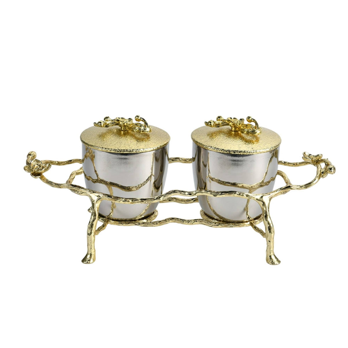 Condiment Jar with Stand Ornate Seasoning Pot with Rack Anti-Corrosive for Hosts