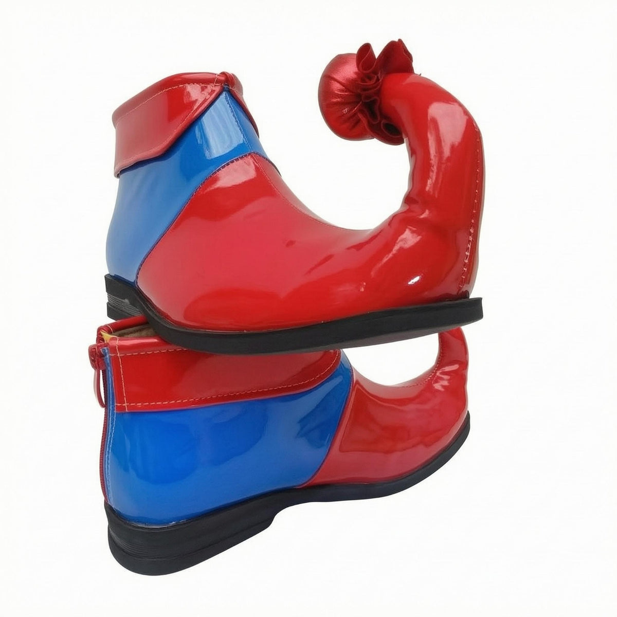 Curled Toe Clown Shoes Glossy Performance Footwear Rounded Opening