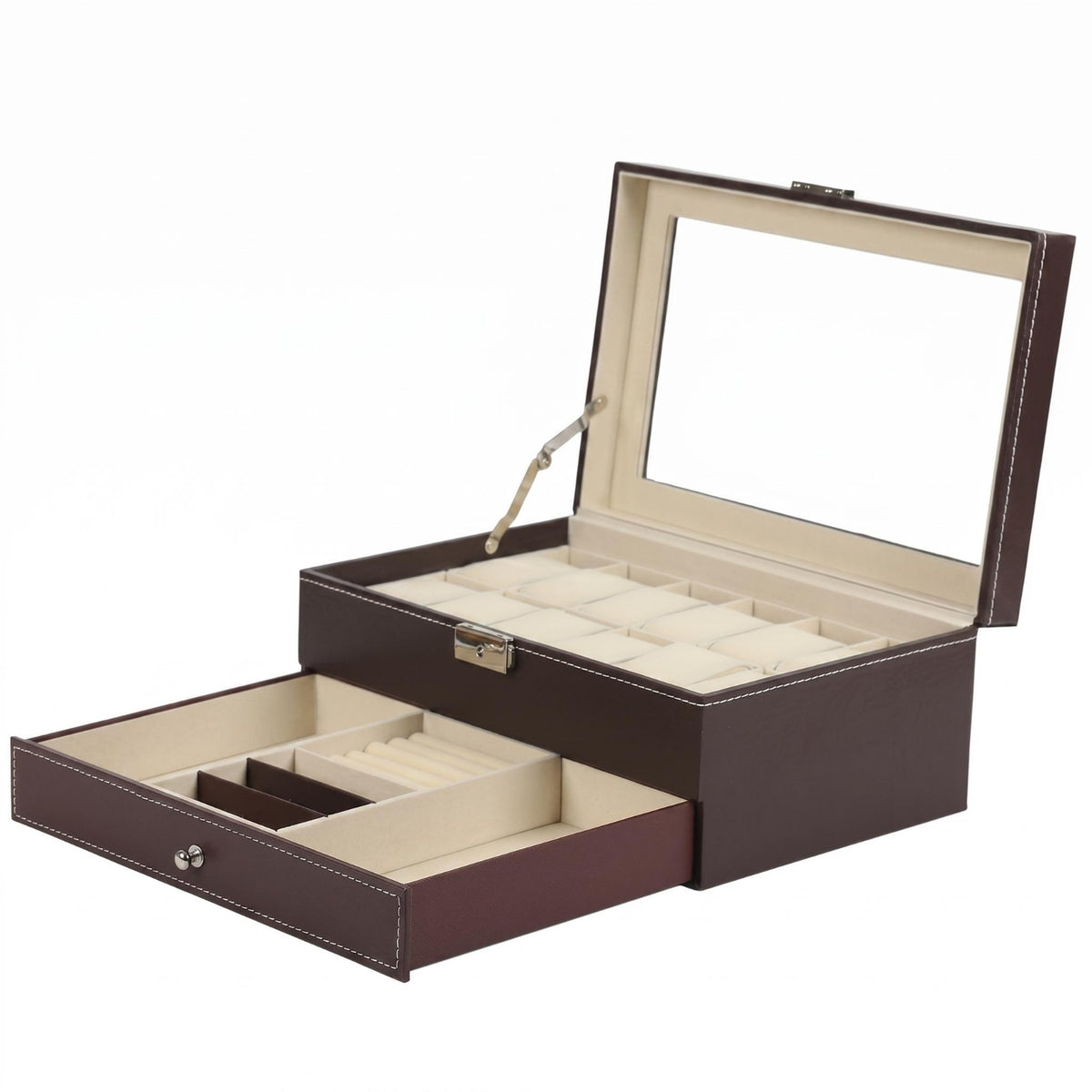 PU Leather Jewelry Box Clasp Closure Double-Layer Jewelry Box