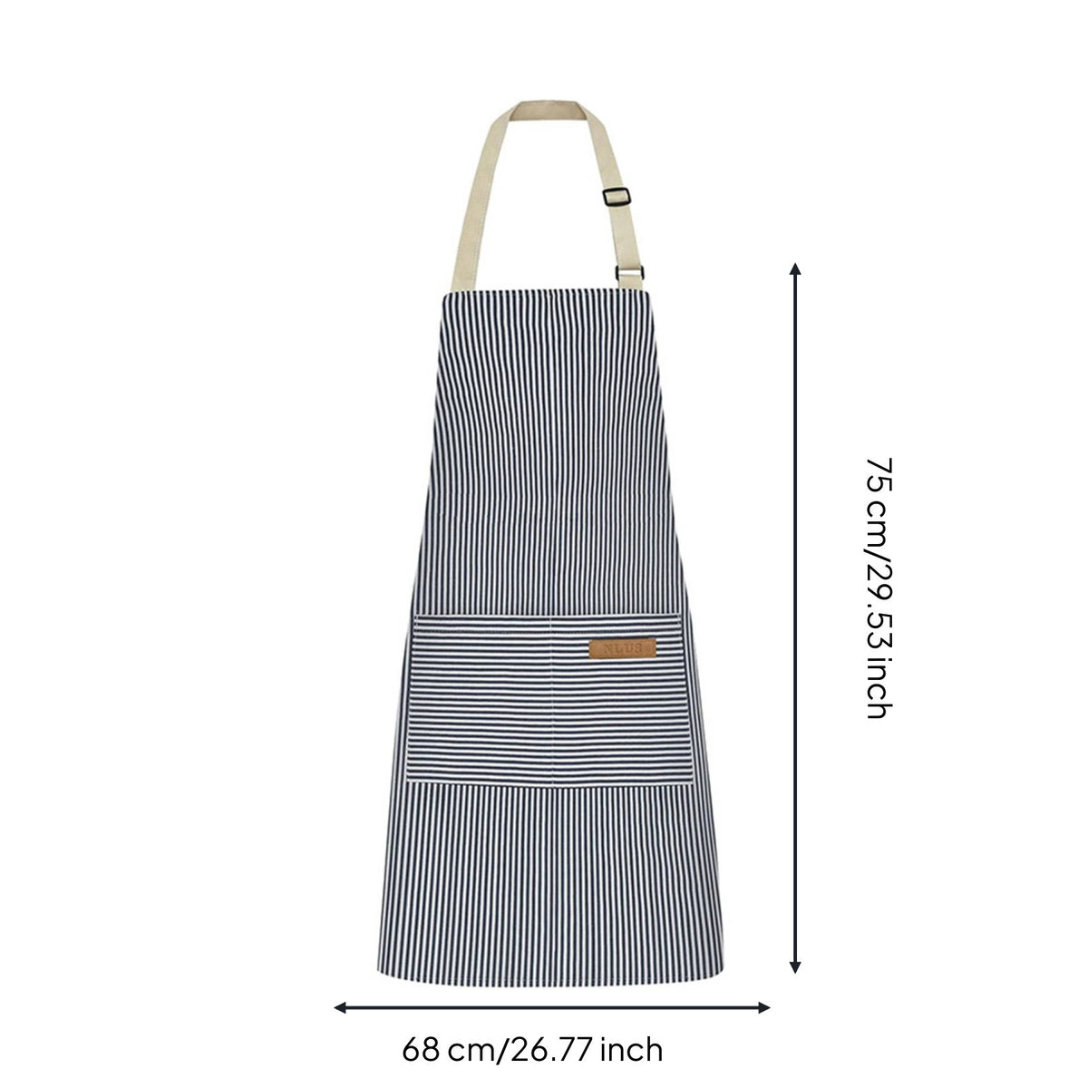Striped Bib Apron Breathable Adjustable Cooking Apron for Restaurant, Grilling