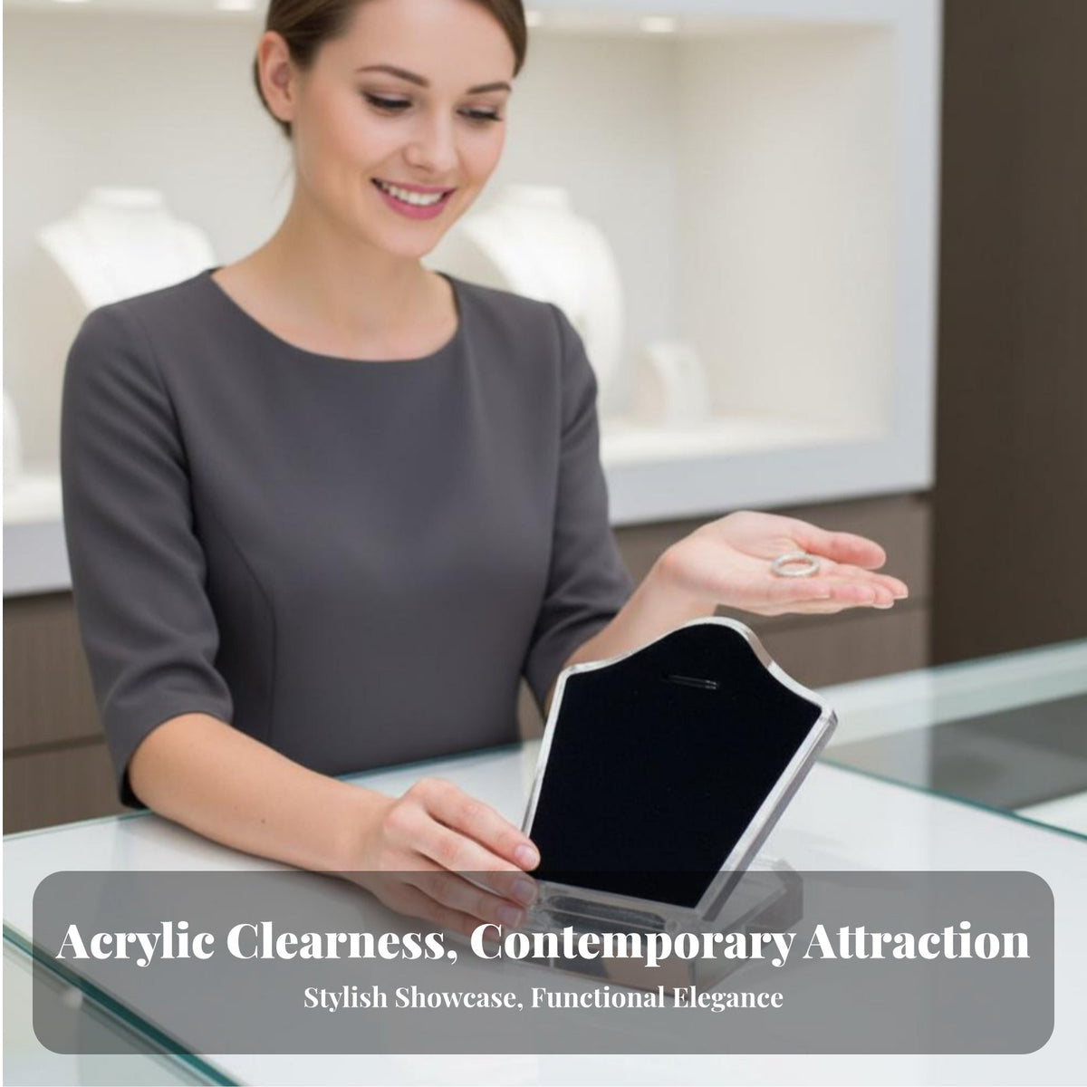 Acrylic jewelry Stand Stable Base Transparent jewelry Holder Minimalist Clear Necklace Display for Countertop, Shop Window
