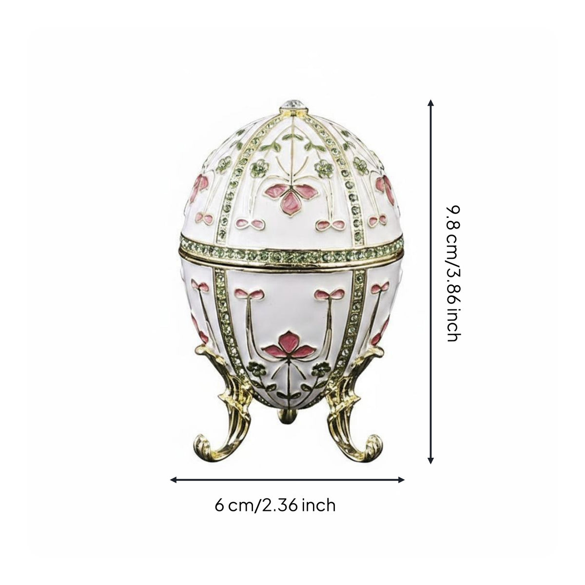 Hinged Egg Jewelry Box Vintage Style Ornate Jeweled Egg Box Closure Home Decor for Display Shelf
