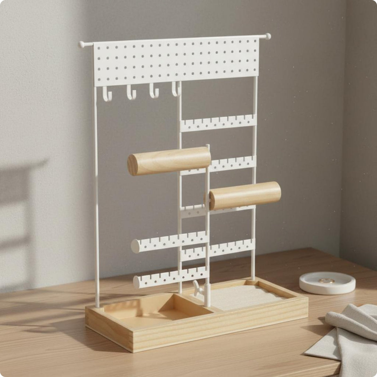Multi-Tier Jewelry Rack Two-Way-Axis Necklace Display Holder Space-Saving