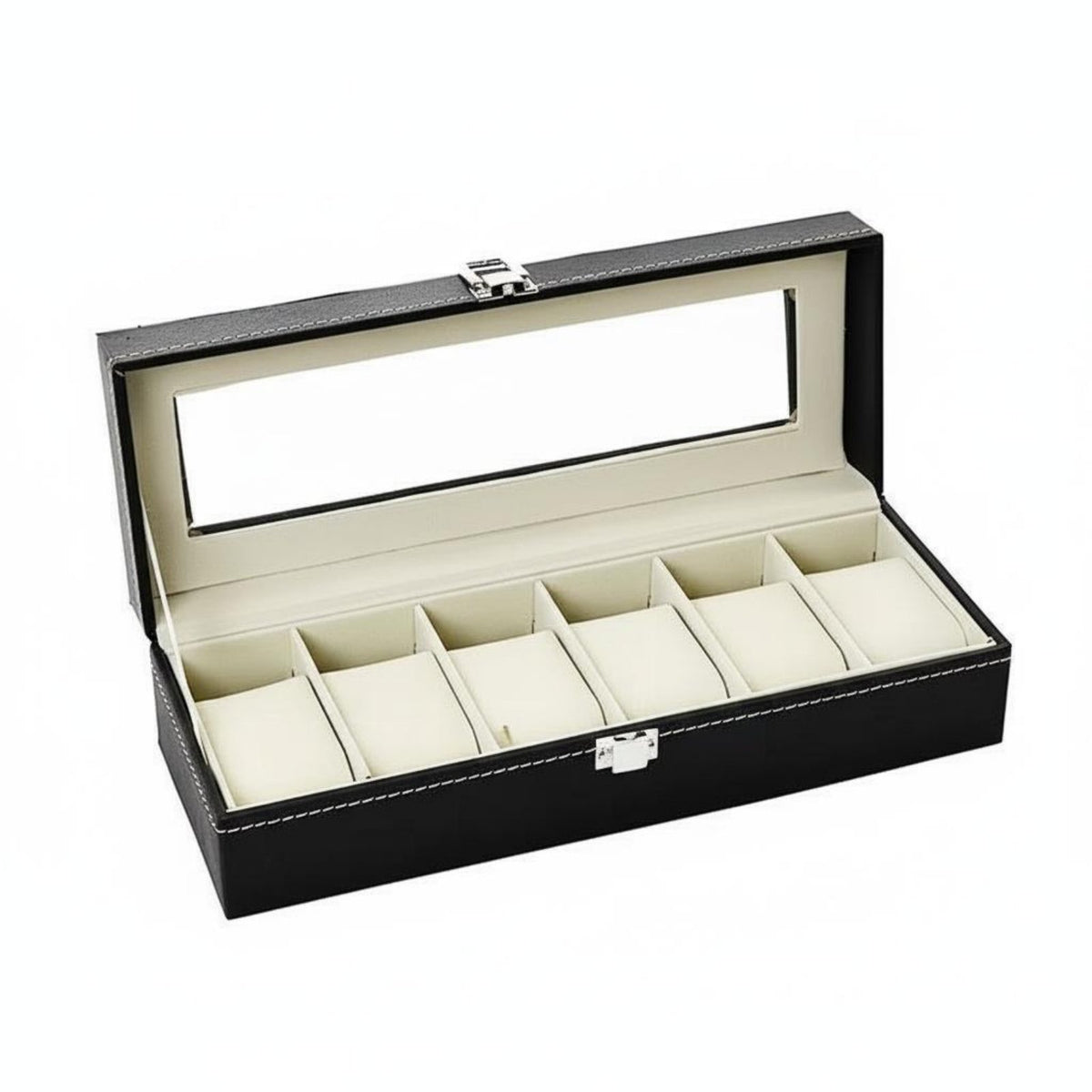 PU Leather Watch Box Clear View Lid Watch Storage Box Soft Lining for Men