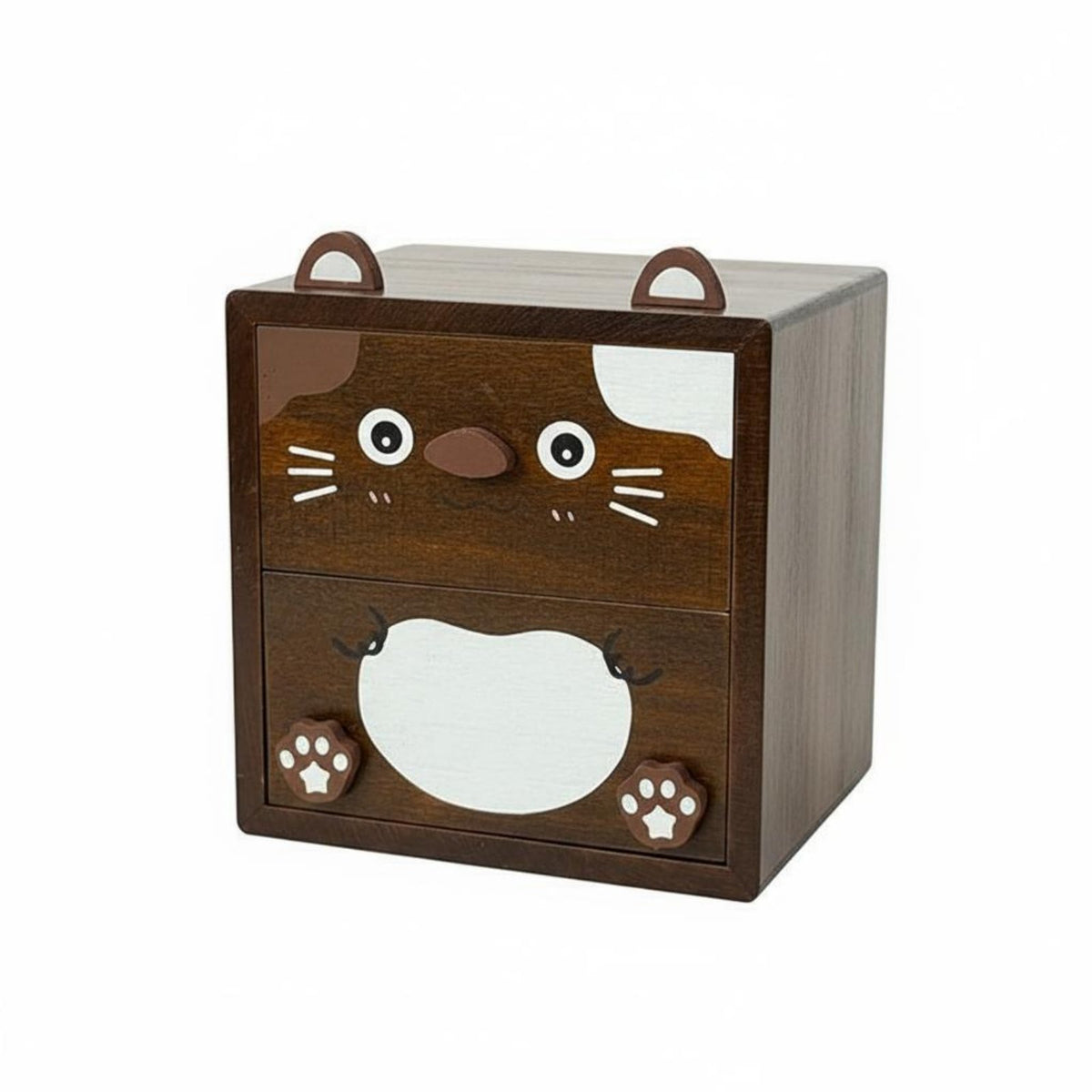 Cute Wooden Makeup Organizer Sturdy Wood Desktop Organizing Drawers Cartoon Creature Desk Cabinet No Assembly Required for Girls