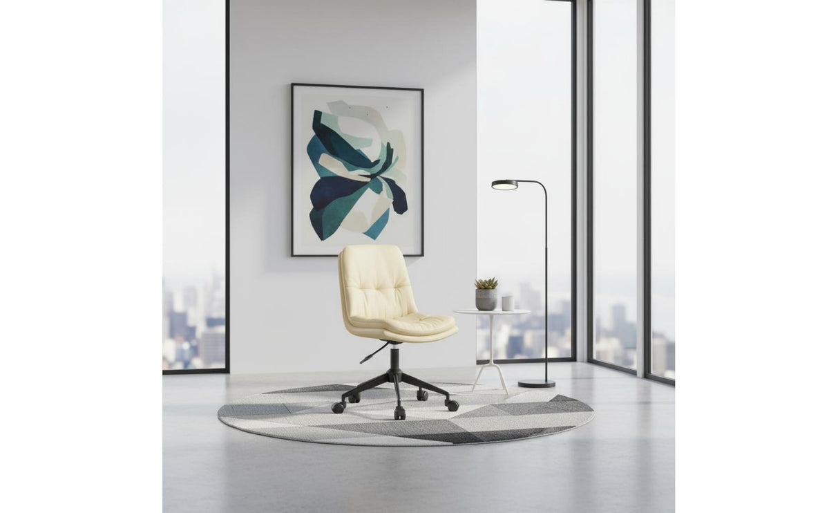 Padded Cushion Upholstered Swivel Vanity Chair Ergonomic Support Upholstered Bedroom Vanity Stool Nordic Design Armless Rolling Computer Chair for Women, Students