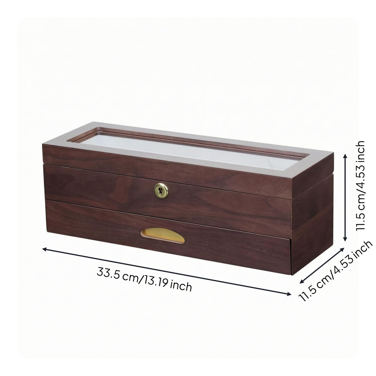 Double-Layer Jewelry Box Pull-out Drawer Lockable Watch Organizer 6-Slot