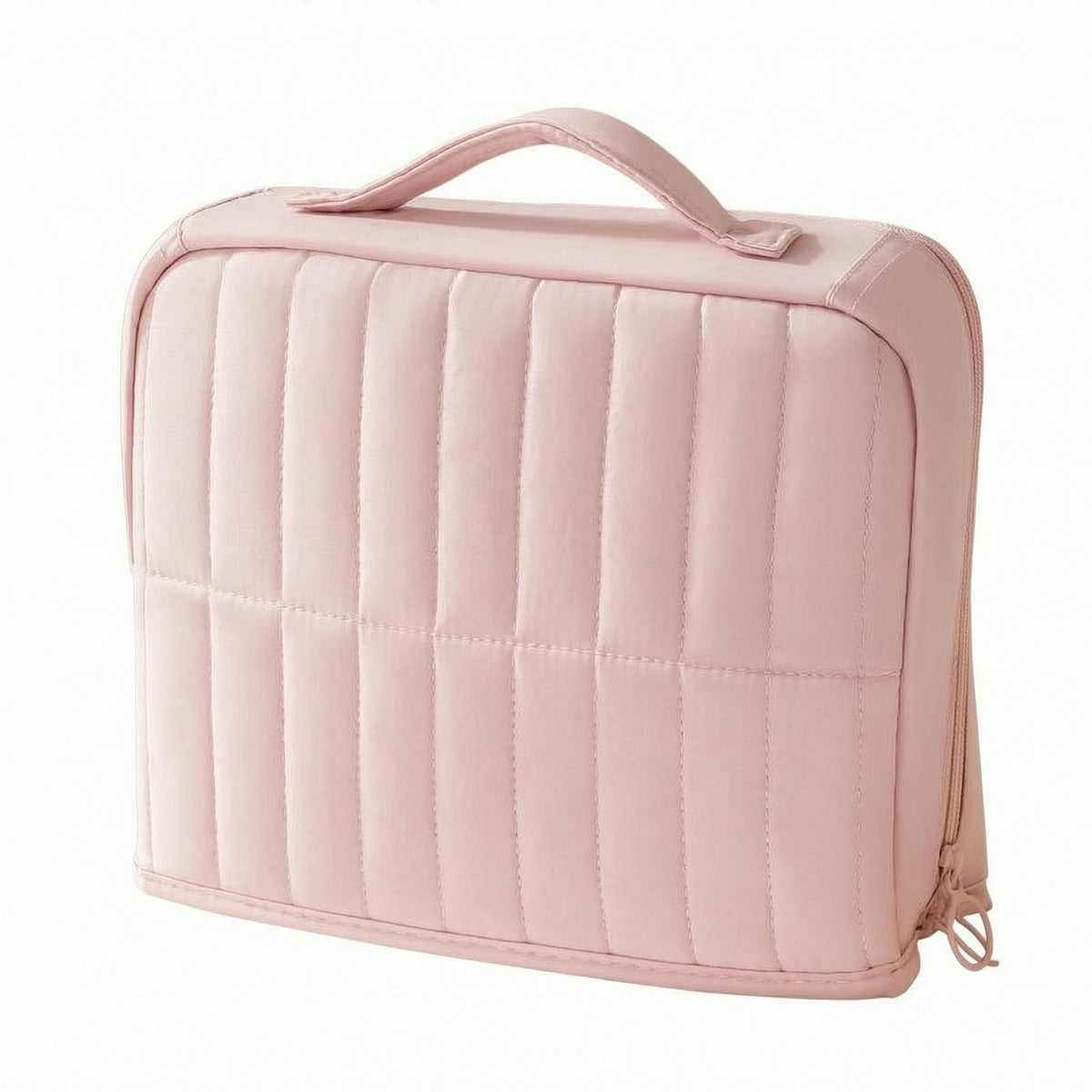 Standing Makeup Organizer Multiple Pockets Quilted Cosmetic Bag Carry Handle