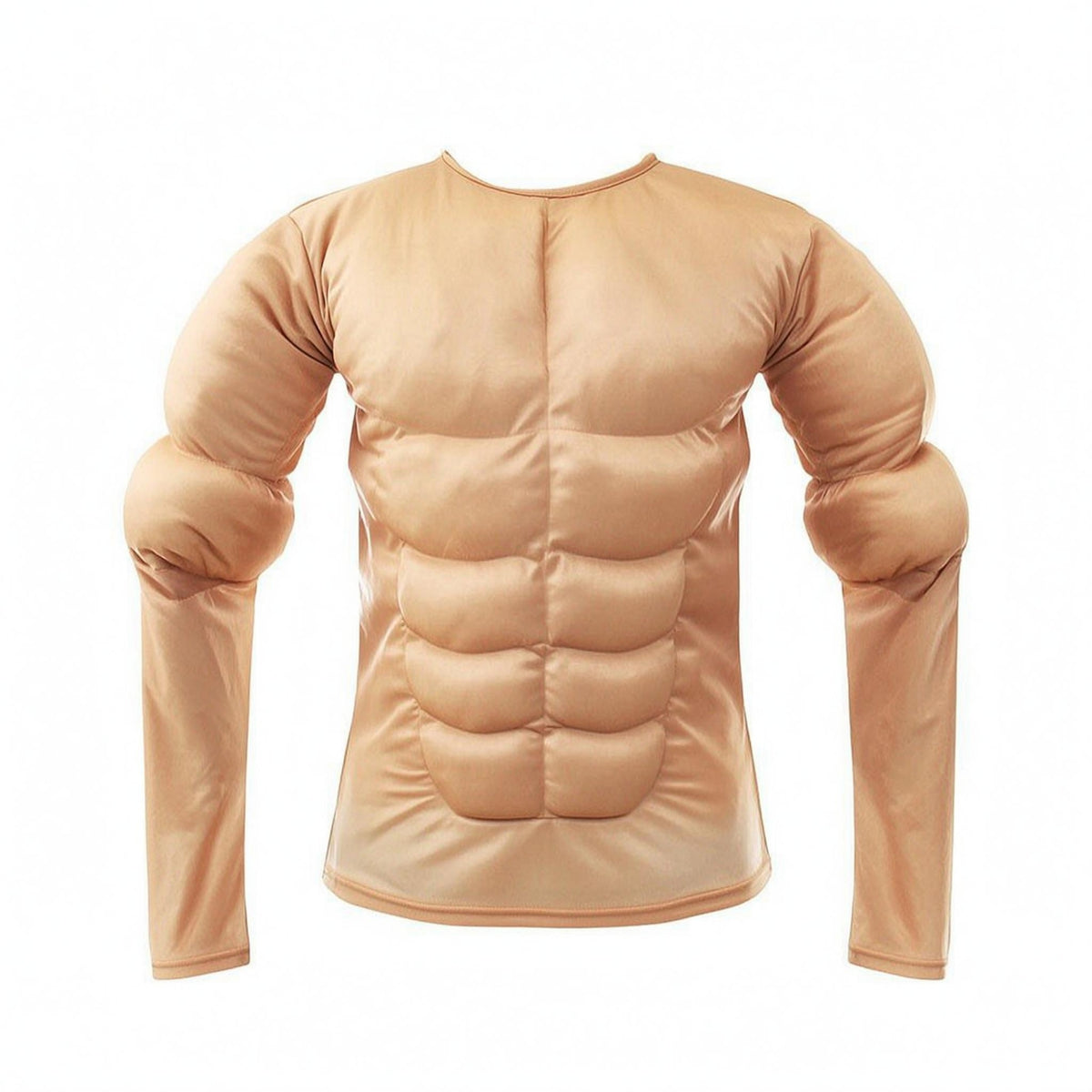 Fake Muscle T-Shirt Long Sleeve Muscle Torso Shirt Crew Neck for Role Play