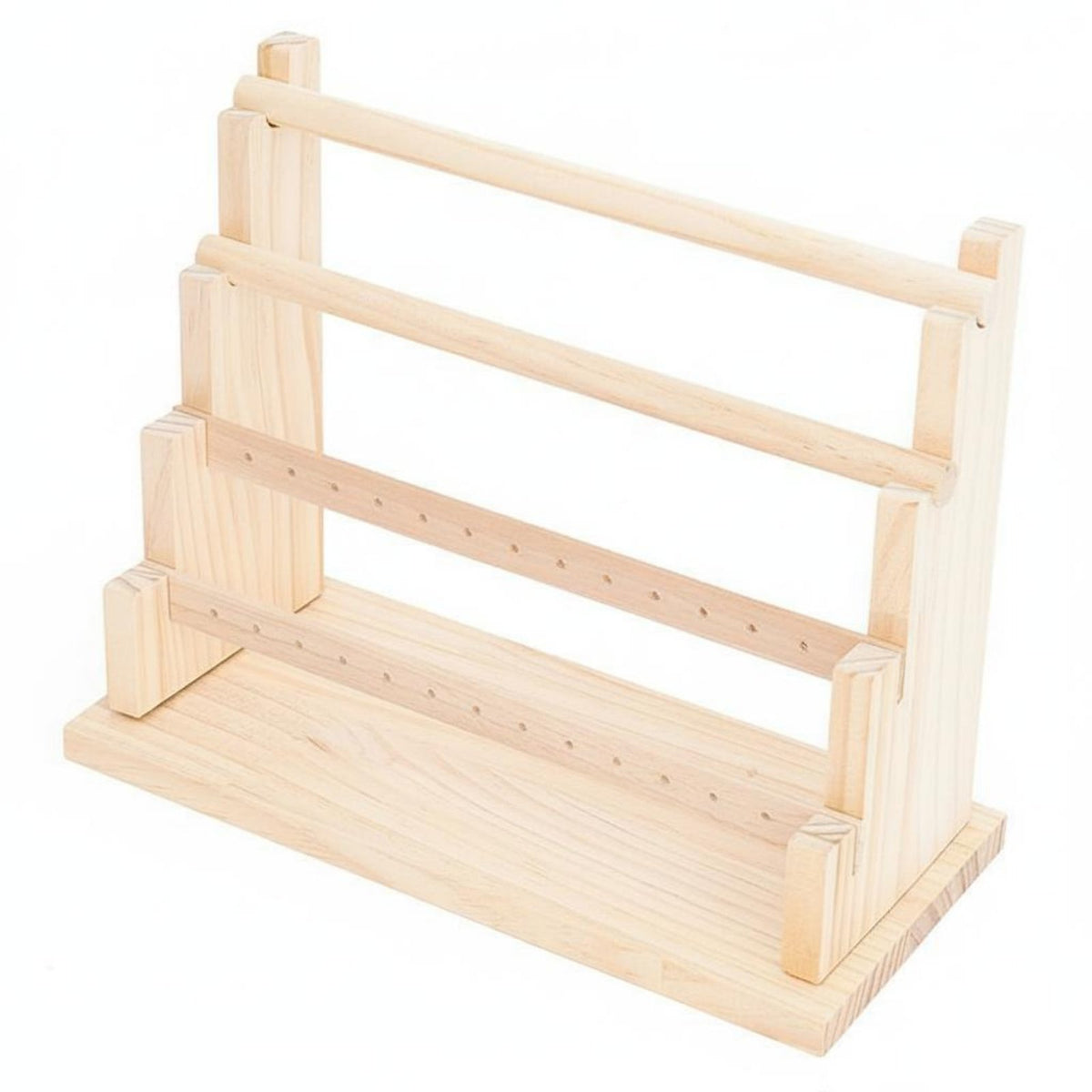 Natural Wood Wooden Jewelry Display Stand Space Saving Bracelet Holder Display Easy to Assemble for Market Stall, Retail Retailer