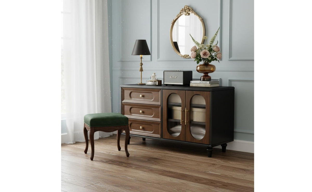 Multi-Functional Design Solid Wood Dressing Table Sturdy Construction Wooden Dressing Table Set Adjustable Configuration Vintage Writing Desk Vanity for Small Areas
