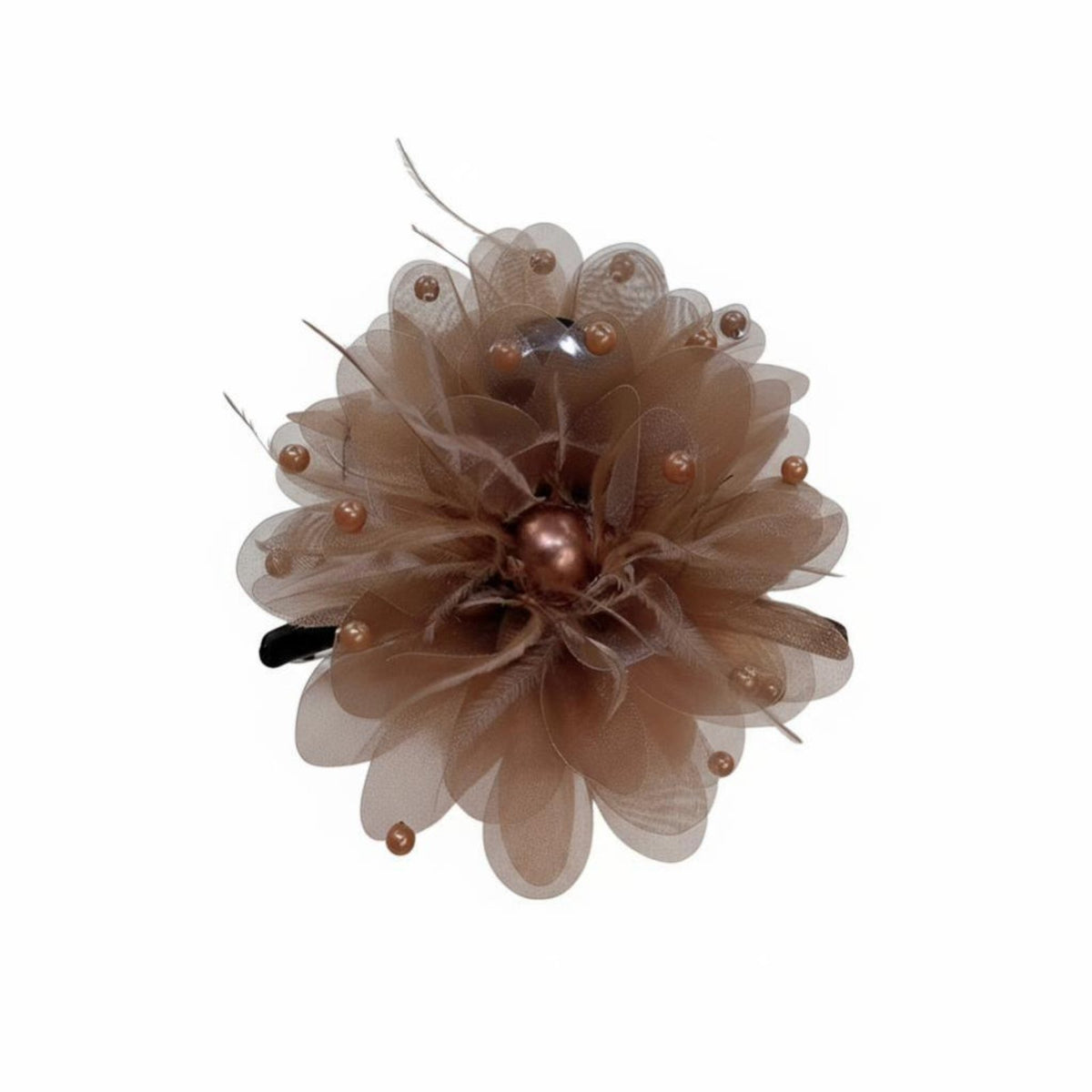 Feather Flower Hair Clip, Peony Clasp, Elegant Updo, Luxury Design for Girls