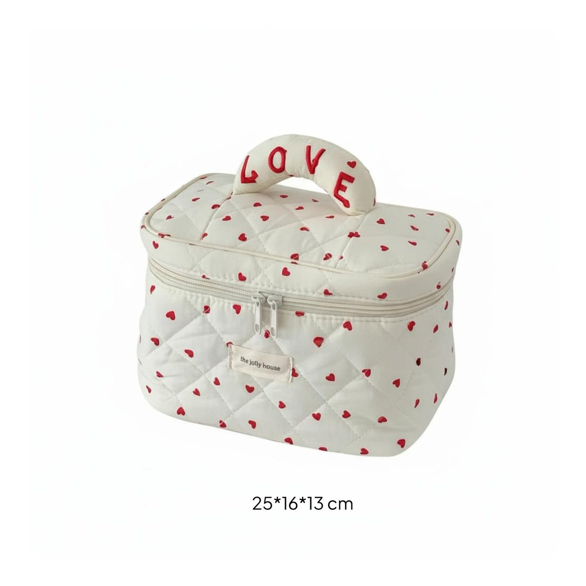 Heart Print Cosmetic Bag Multi-Functional Large Capacity Travel Pouch for Girls