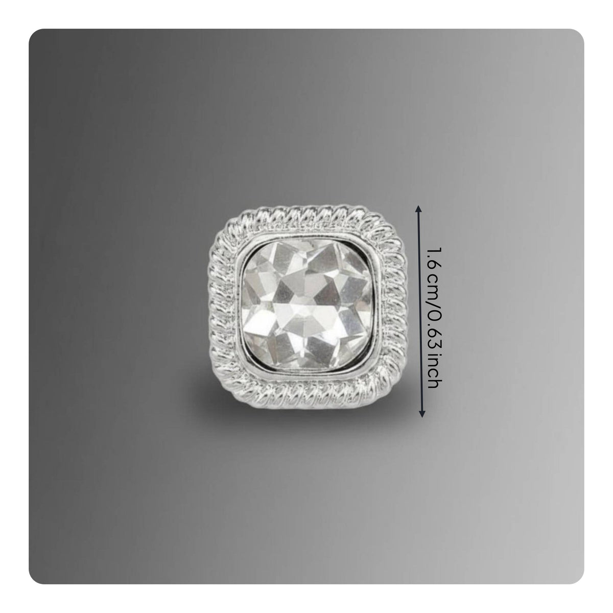 Square Crystal Button High-End Glittering Clothing Buttons Long-Lasting