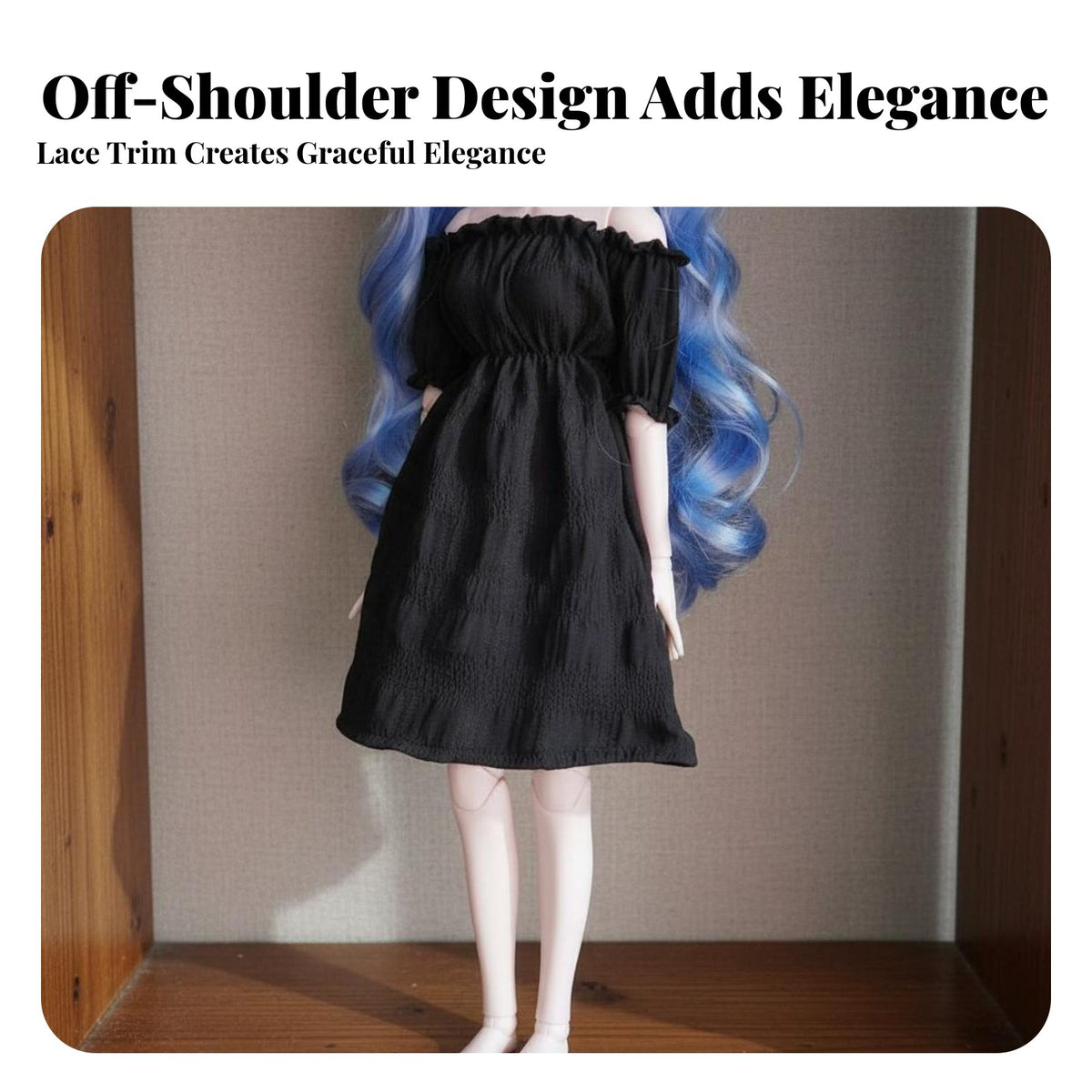 Doll Clothing Puff Sleeve BJD Doll Dress Shirred Bodice Toy Accessory