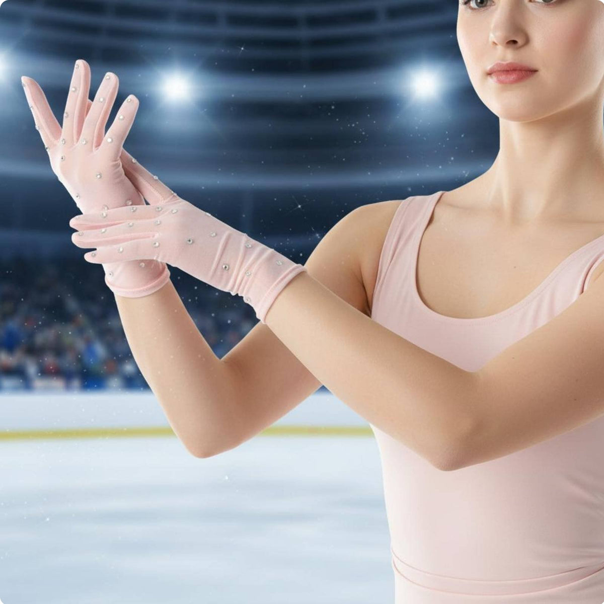 Rhinestone Figure Skating Gloves Breathable for Dance