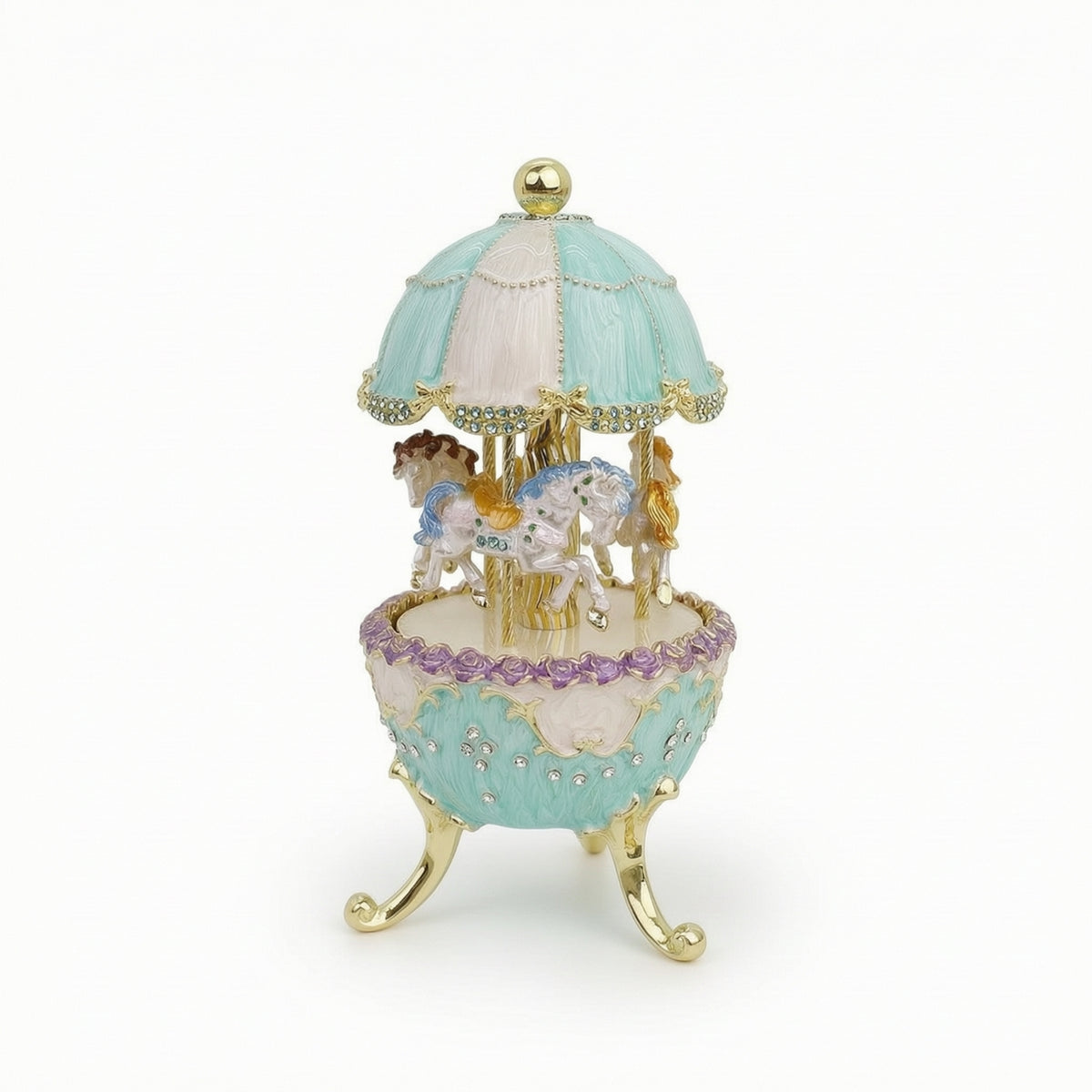 Carousel Melody Box Rotating Tabletop Decor Clockwork for Shelf, Collectors