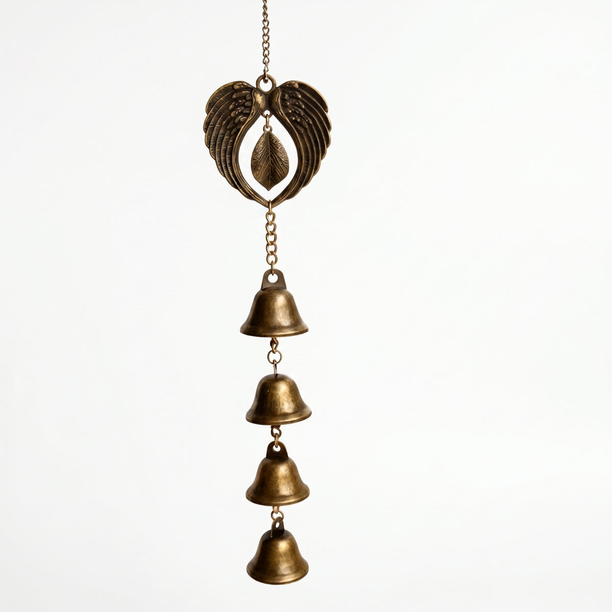 Bronze-Toned Angel Wing Wind Chime Home Decor Clear Ringing Sound for Garden
