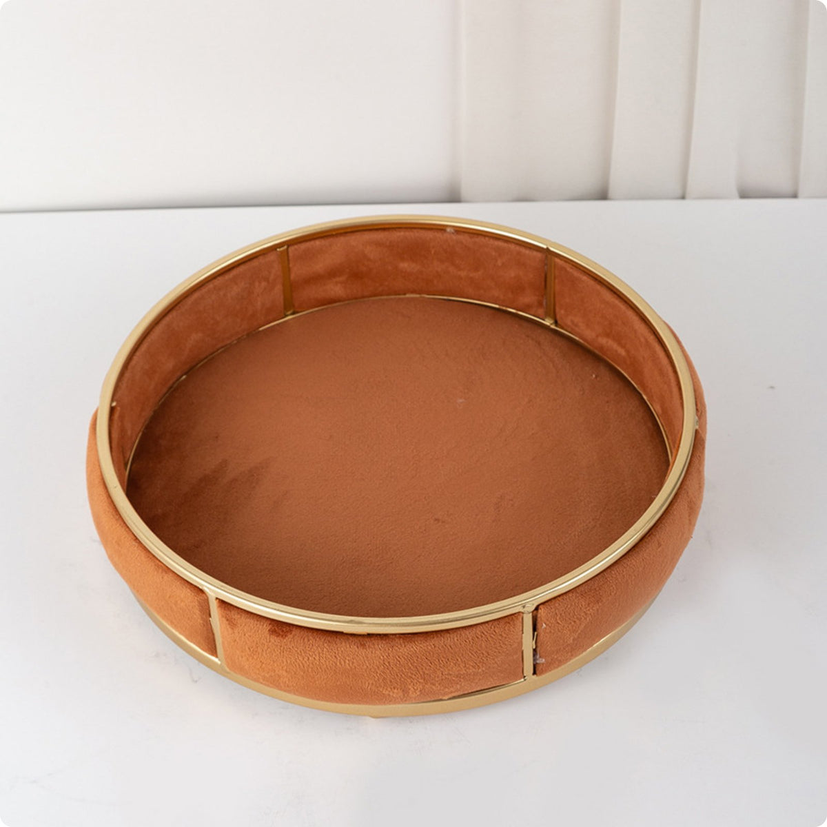 Round Velvet Tray Multifunctional Home Decor Desktop Display for Dresser