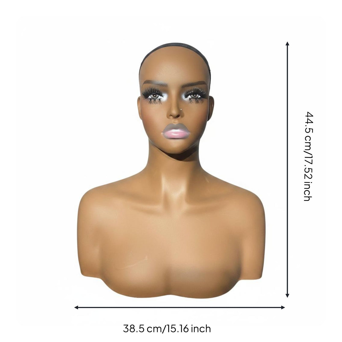 PVC Mannequin Head Tanned Skin Tone Hairpiece Display Head for Hairstylists