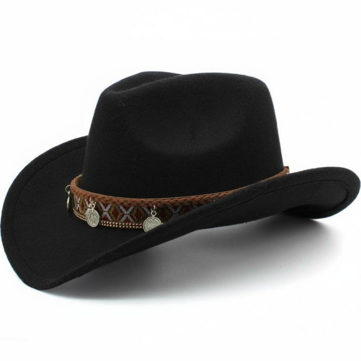Kids Adjustable Wool Cowboy Hat, Wide Brim, Western